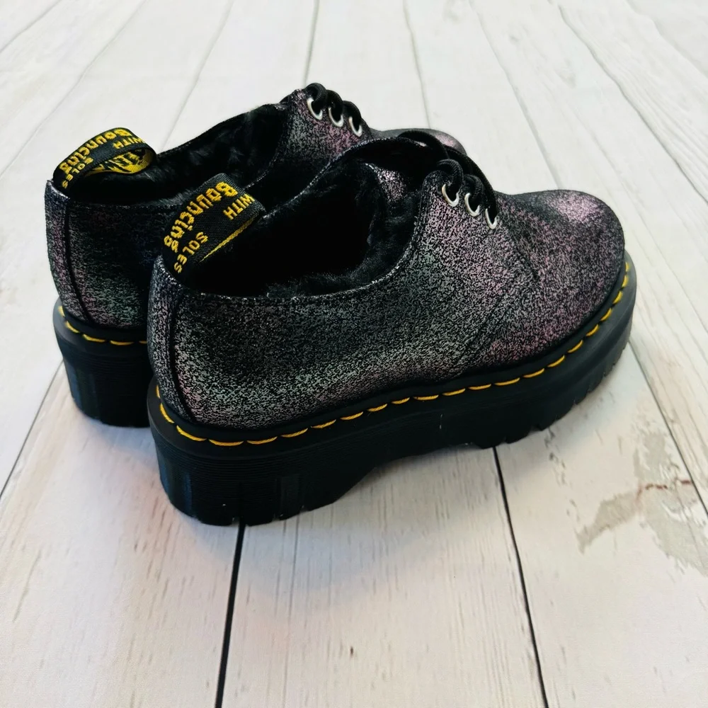 Dr Martens Women’s Holly Platform Retro Quad Gunmetal Shoes Size 7